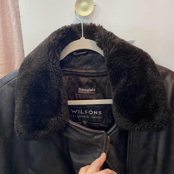 WILSONS Vintage Brown Leather Coat with Faux Fur Collar, Size XL. - Picture 8 of 17